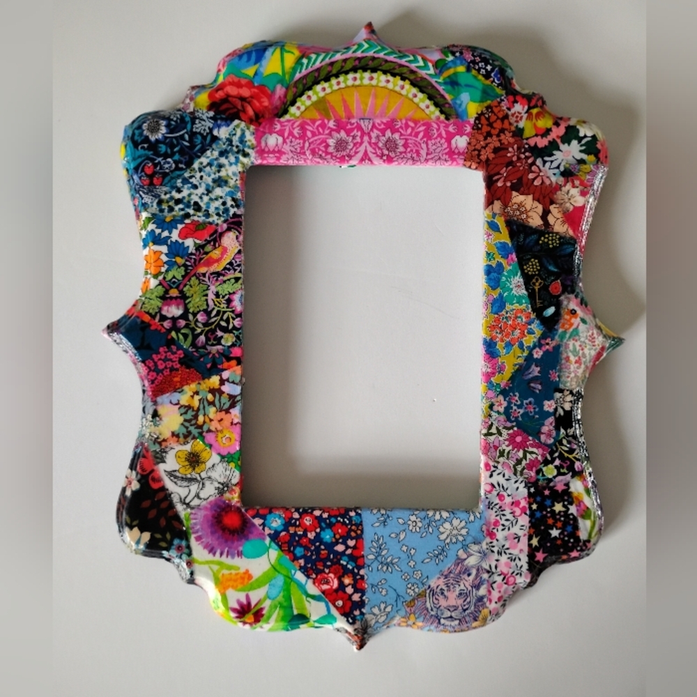Liberty Art Fabric Tana Lawn Decoupaged Frame Door Wall Art Colorful Floral OOAK
